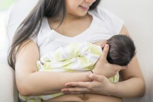 Breastfeeding a newborn baby